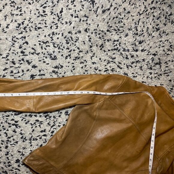 Vintage Y2K GAP Genuine Leather Tan Moto Jacket, SUPER soft Women Size Medium - Picture 11 of 11